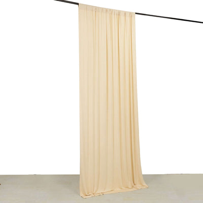 Beige 4-Way Stretch Spandex Event Curtain Drapes Wrinkle Free Backdrop Event Panel with Rod Pockets - 5ftx10ft