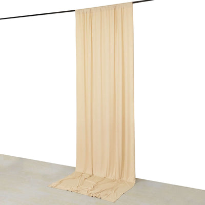 Beige 4-Way Stretch Spandex Event Curtain Drapes Wrinkle Free Backdrop Event Panel with Rod Pockets - 5ftx12ft