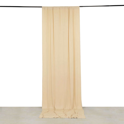 Beige 4-Way Stretch Spandex Event Curtain Drapes Wrinkle Free Backdrop Event Panel with Rod Pockets - 5ftx12ft