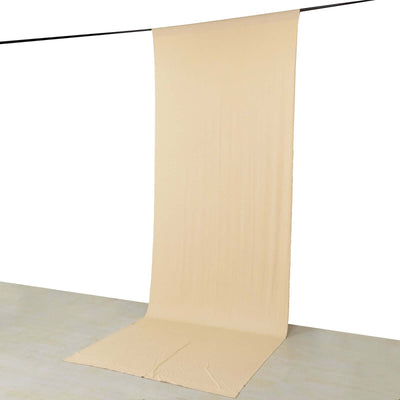 Beige 4-Way Stretch Spandex Event Curtain Drapes Wrinkle Free Backdrop Event Panel with Rod Pockets - 5ftx14ft