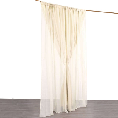 Beige Chiffon Polyester Event Curtain Drapes Dual Layer Divider Backdrop Curtain Panels with Rod Pockets - 10ftx10ft