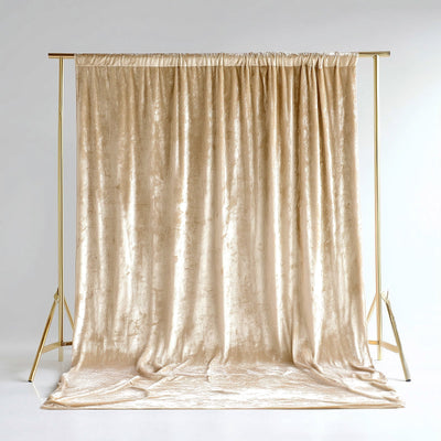 Beige Crushed Velvet Backdrop Curtain â€“ 5ft x 12ft Event Drape with Rod Pocket Privacy Panel for Photo Booths &
