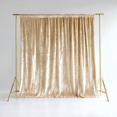 Beige Crushed Velvet Backdrop Curtain â€“ 8ft x 8ft Event Drape with Rod Pocket Privacy Panel for Photo Booths & Events