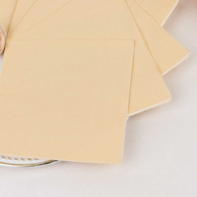 50-Pack Paper Beverage Napkins Beige - 2 Ply Disposable Soft 18GSM Cocktail Napkins 5"x5"