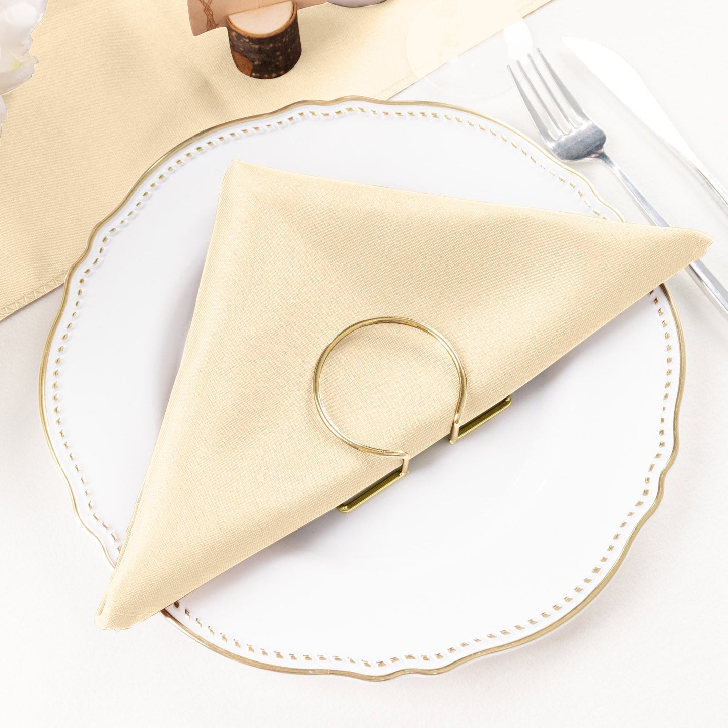 5 Pack Polyester 20"x20" Napkins Beige - Wrinkle Resistant & Easy Care Cloth Napkins