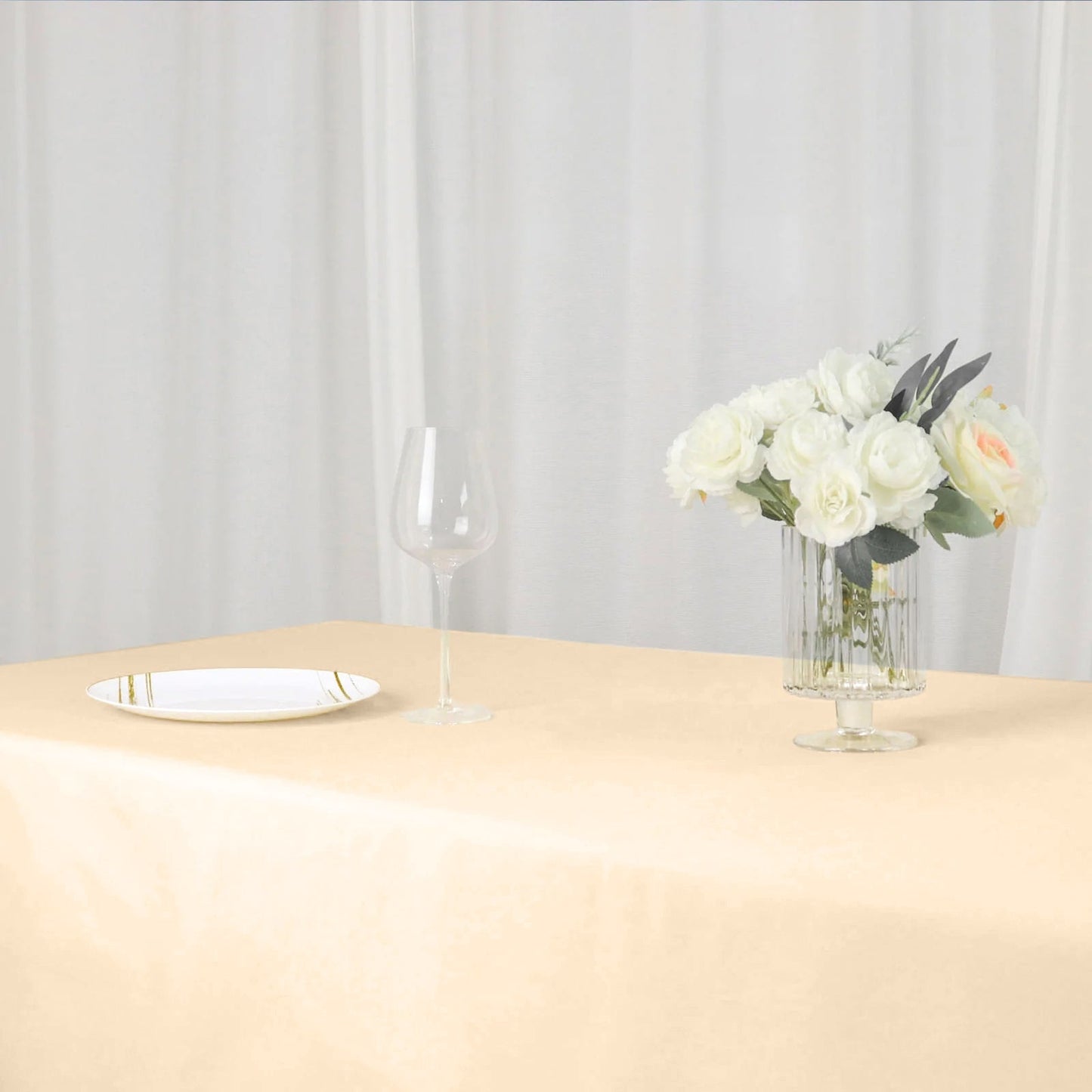 Polyester 54"x96" Rectangle Tablecloth Beige - Wrinkle-Resistant & Easy-to-Care Table Cover