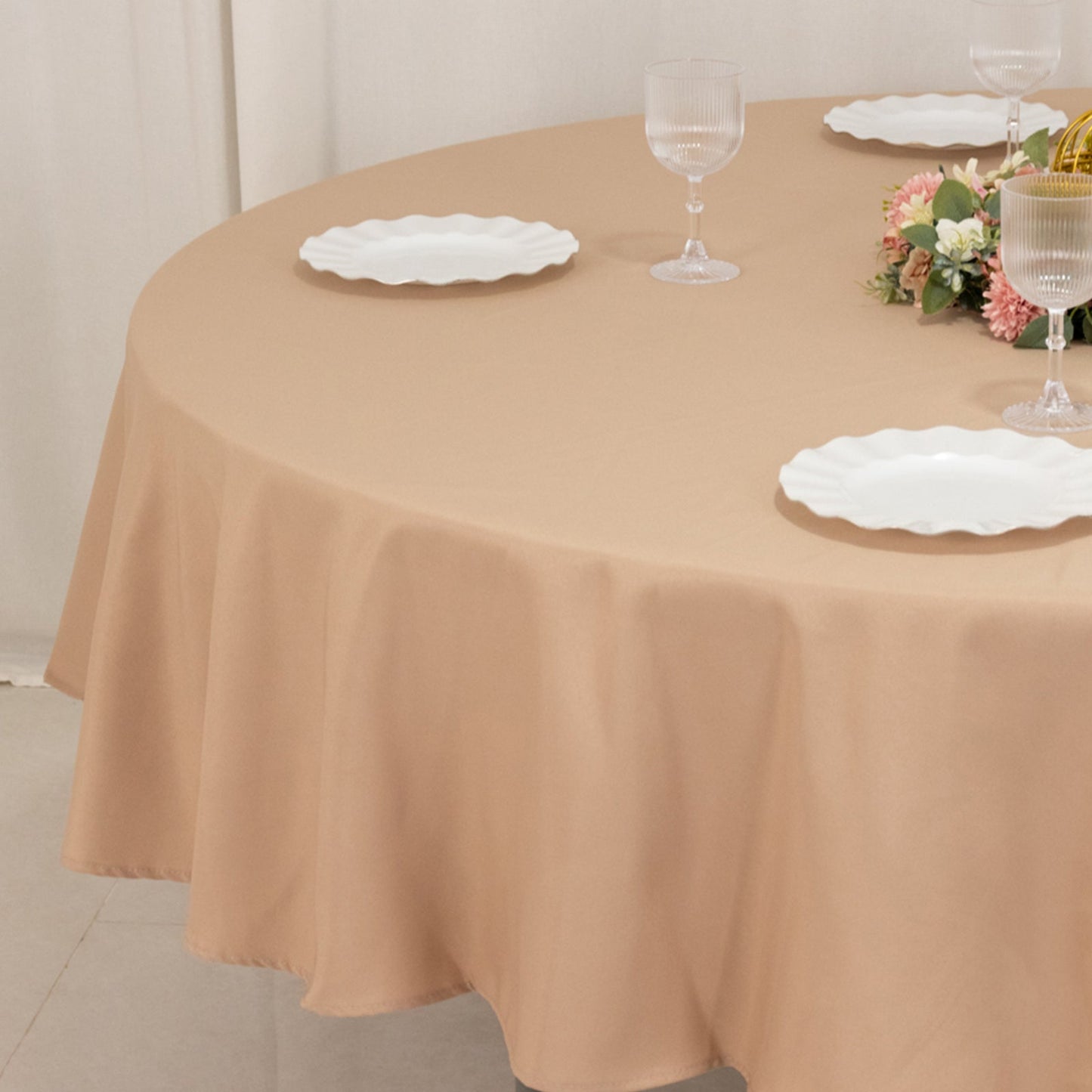 Premium Polyester 90" Round Tablecloth Nude - Stain and Wrinkle-Resistant Design with 220GSM Thickness Table Cover