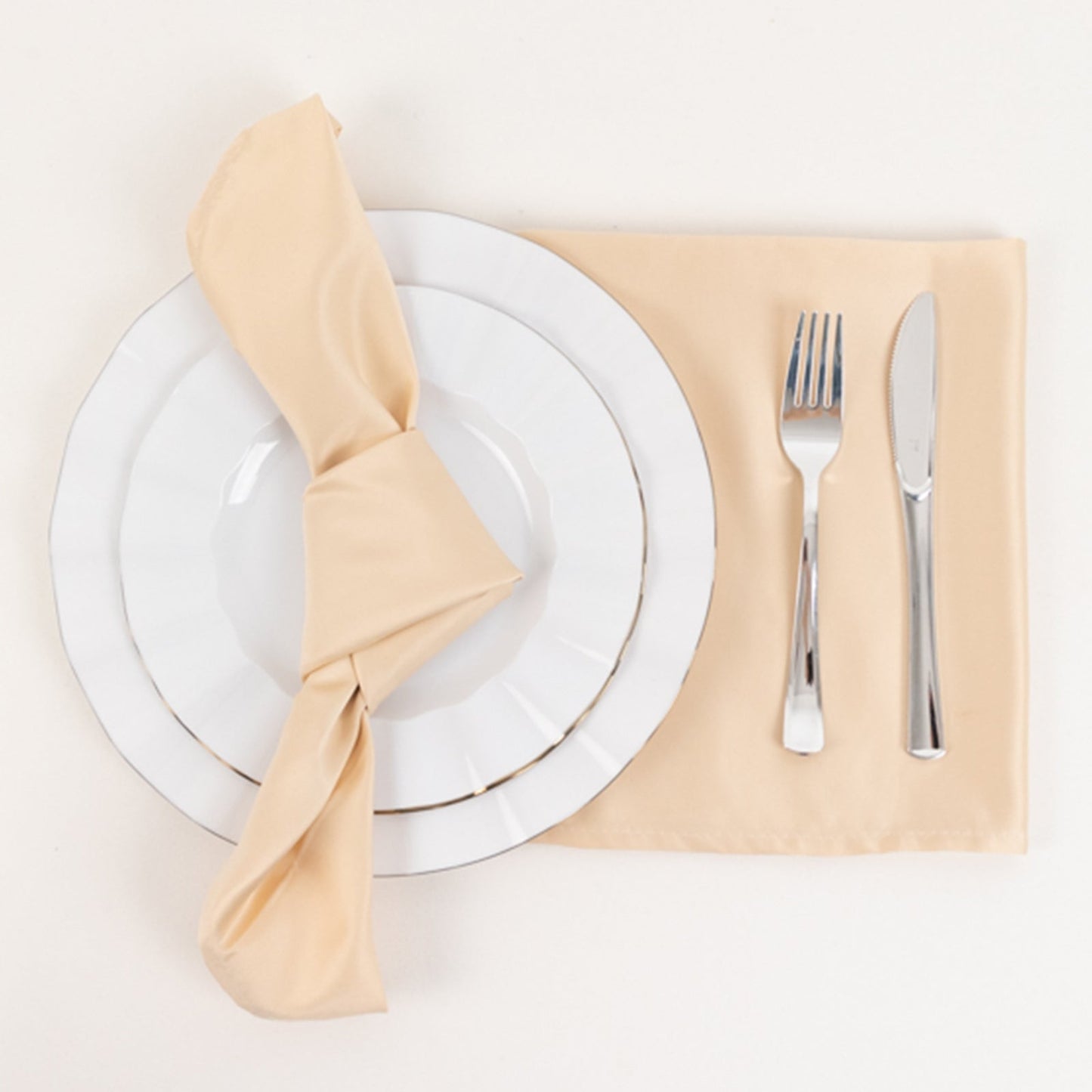 5 Pack Lamour Satin 20"x20" Napkins Beige - Soft Matte Finish Dinner Napkins