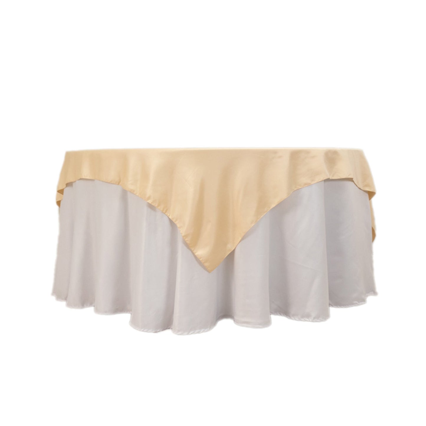 Lamour Satin 72"x72" Table Overlay Square Tablecloth Beige - Smooth Finish Table Topper