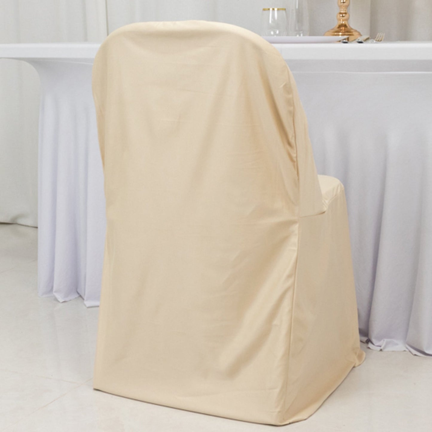 Scuba Stretch Folding Chair Cover Beige - Wrinkle Free & Durable Slipcover
