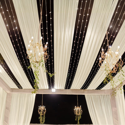 Beige Sheer Backdrop Drape â€“ 5ftx32ft Wedding Arch & Ceiling Decor Panel Wrinkle Free with Soft Shimmer - Backdrops