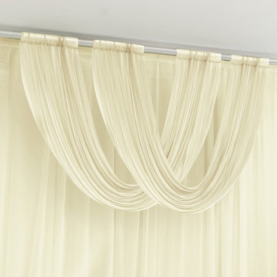 Beige Sheer Chiffon Valance Curtain 4ft x 5ft â€“ Wedding Arch Drape with Rod Pocket Voile Backdrop Panel - Backdrops