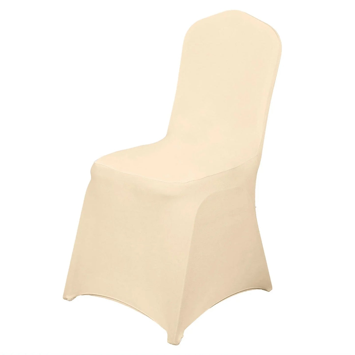 10 Pack Spandex Chair Covers for Banquet Chairs Beige - Durable Reusable Stretch Slip-On Covers