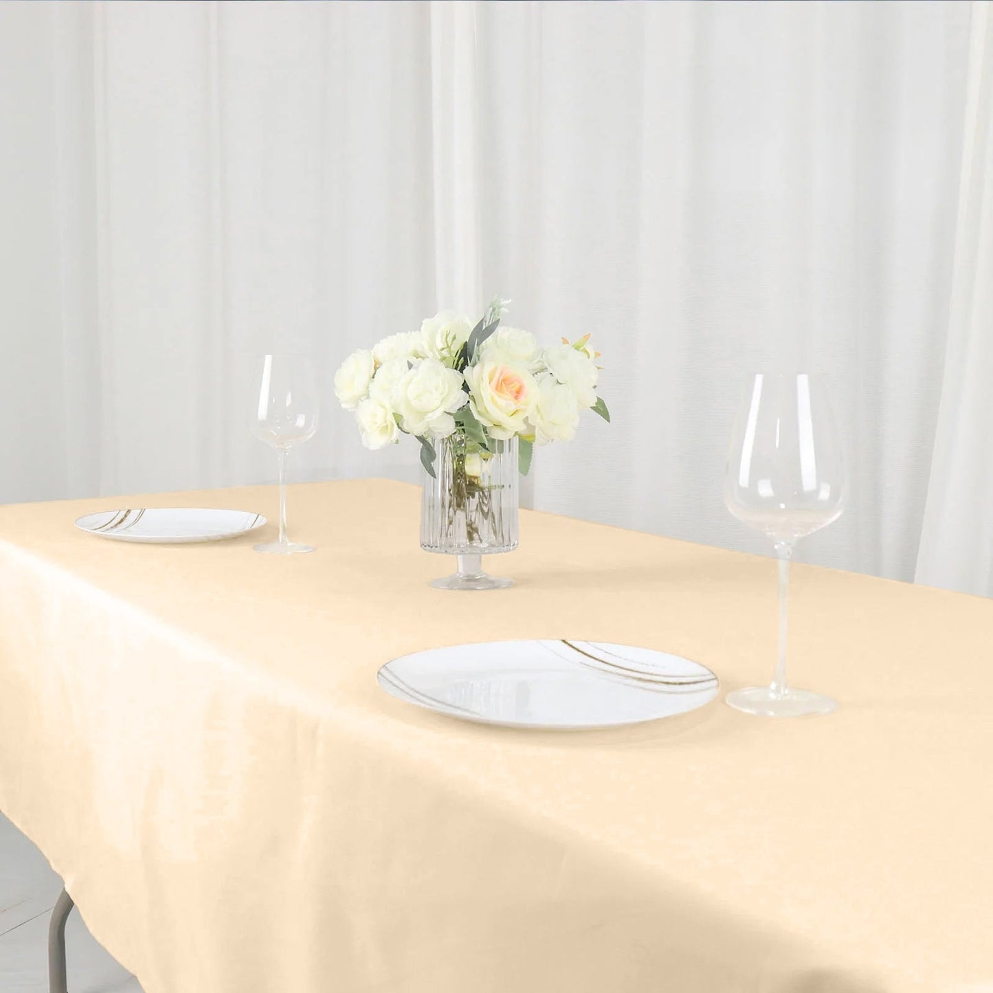 Polyester 54"x96" Rectangle Tablecloth Beige - Wrinkle-Resistant & Easy-to-Care Table Cover