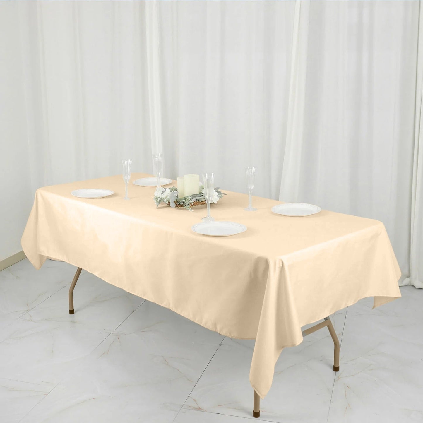 Polyester 54"x96" Rectangle Tablecloth Beige - Wrinkle-Resistant & Easy-to-Care Table Cover