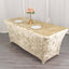 Crushed Velvet Fitted Rectangular 6ft Table Cover Beige - Wrinkle-Free Stretchy Tablecloth