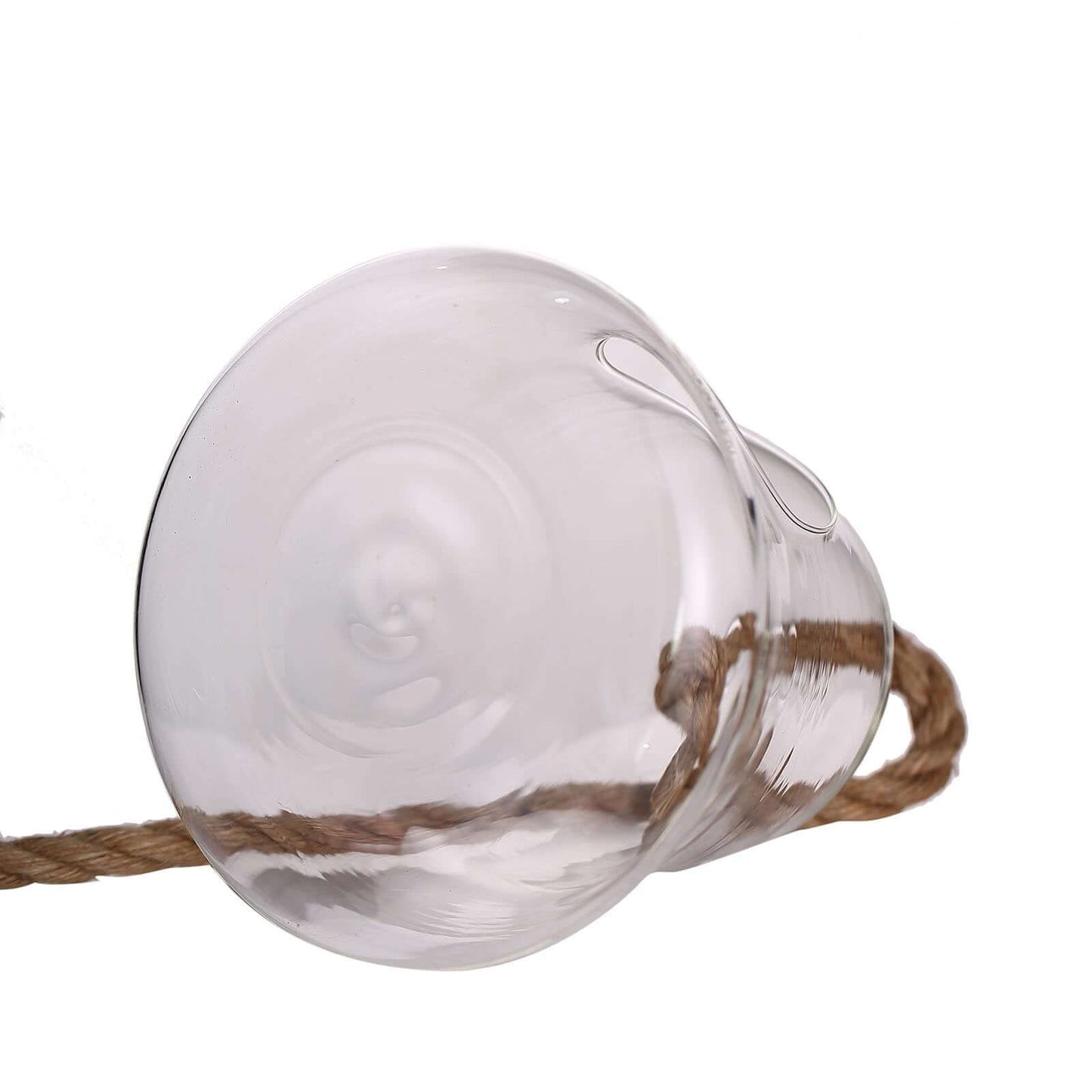 Glass Terrarium Hanging Bell Shaped Design with Twine Rope - Unique Free-Falling Planter for Air Plants & Displays 9"