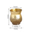 2-Pack Glass Hurricane Vases Bell Shaped Crackle Gold Curvy Design - Decorative Candle Holder Centerpieces 6"