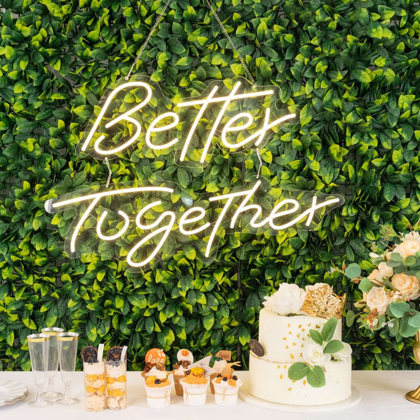 32" Better Together LED Neon Light Sign for Party or Home Wall Decor, Warm White Reusable Hanging Light With 5ft Chain