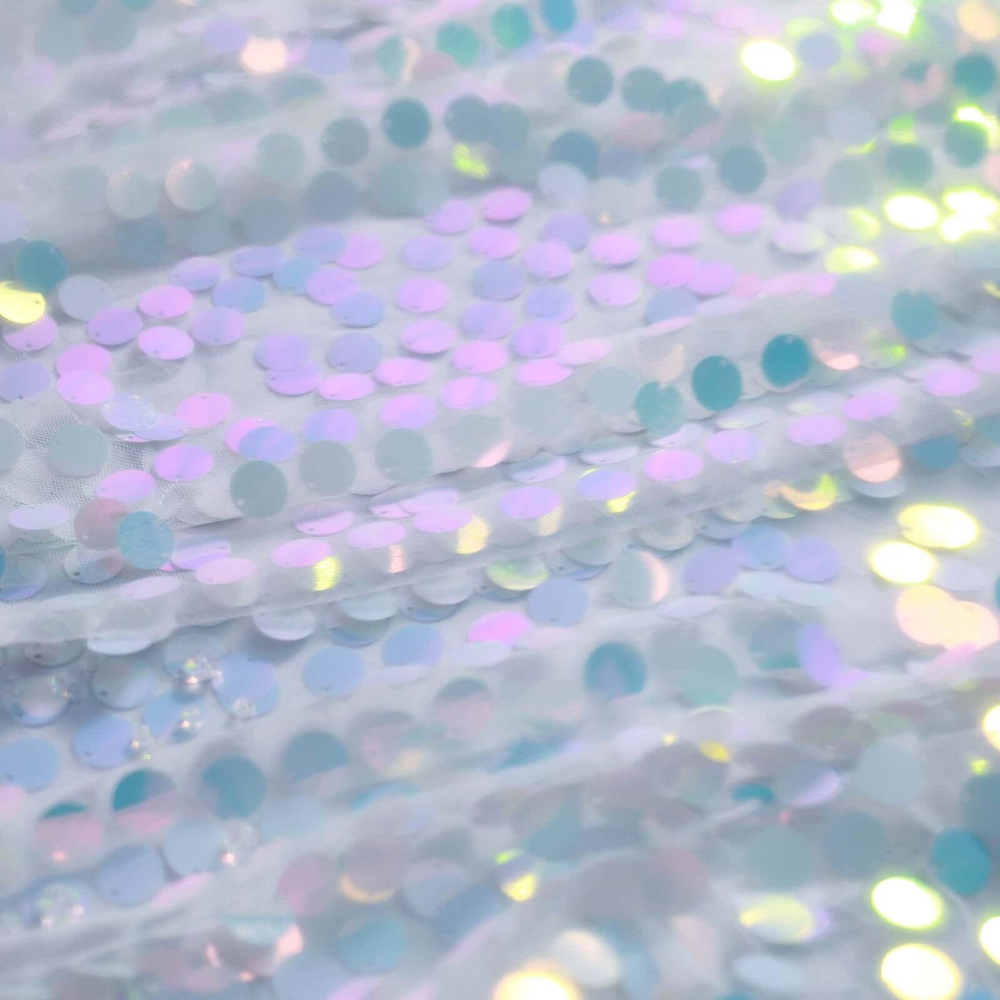 Sequin 90"x132" Rectangle Tablecloth Iridescent Blue - Seamless Big Payette Table Cover