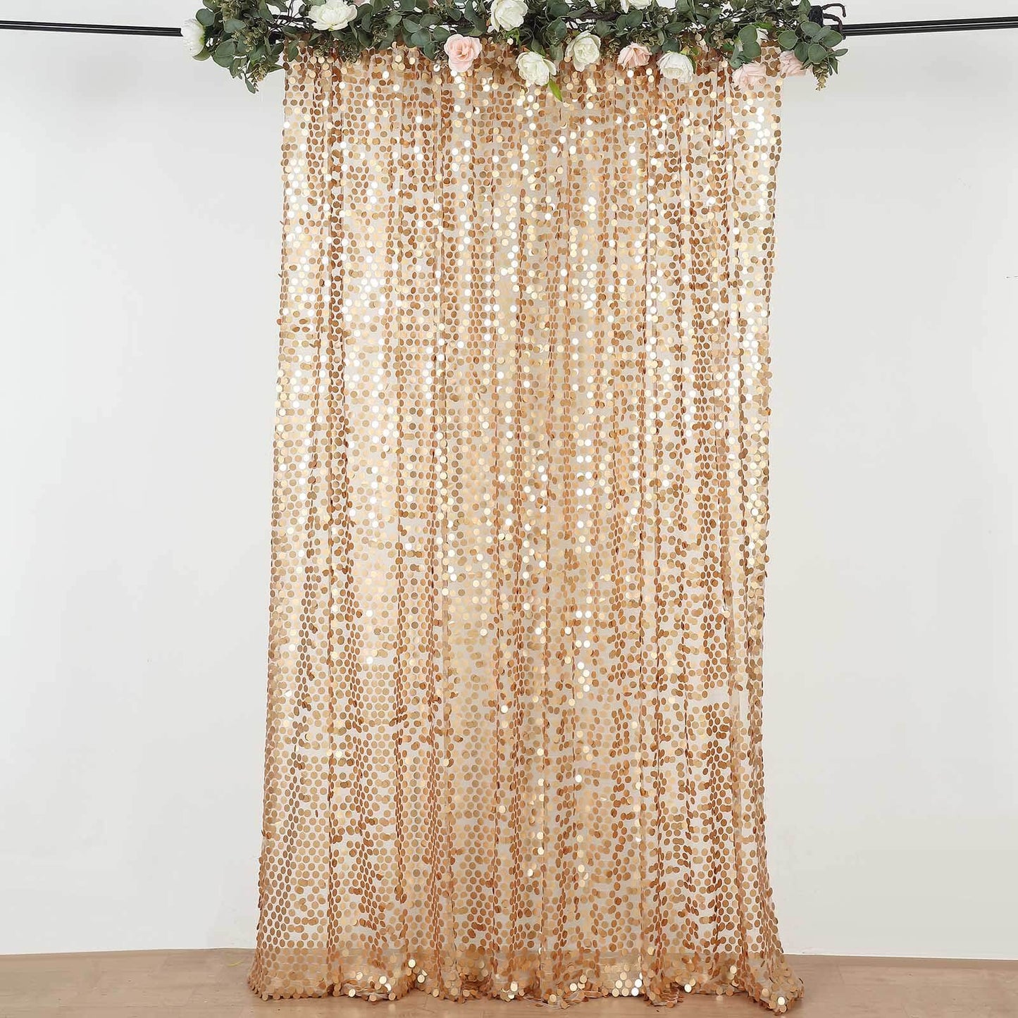 8ftx8ft Matte Champagne Big Payette Sequin Event Curtain Drapes, Backdrop Event Panel