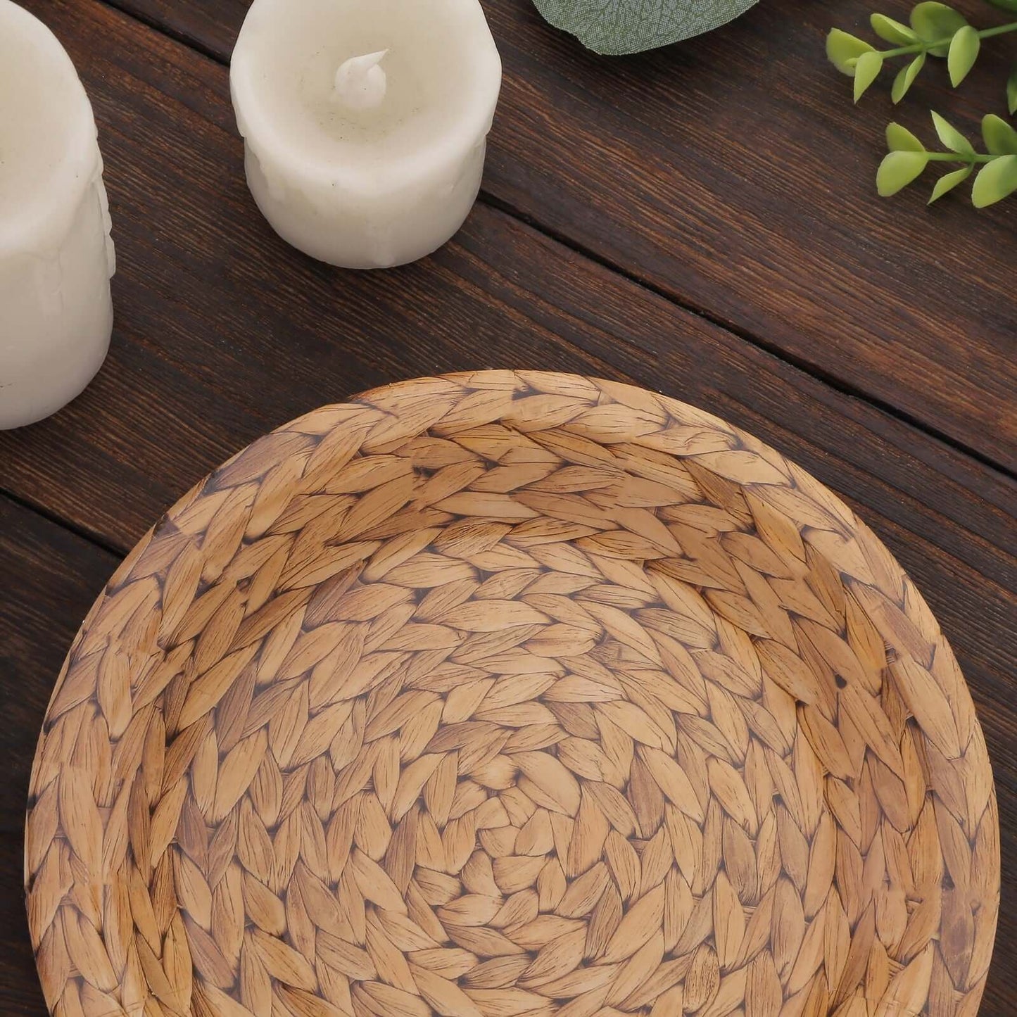 25-Pack Paper 7" Round Dessert Plates in Natural with Woven Rattan Print - Rustic Farmhouse Disposable 300GSM Appetizer Salad Plates for Indoor & Outdoor Gatherings
