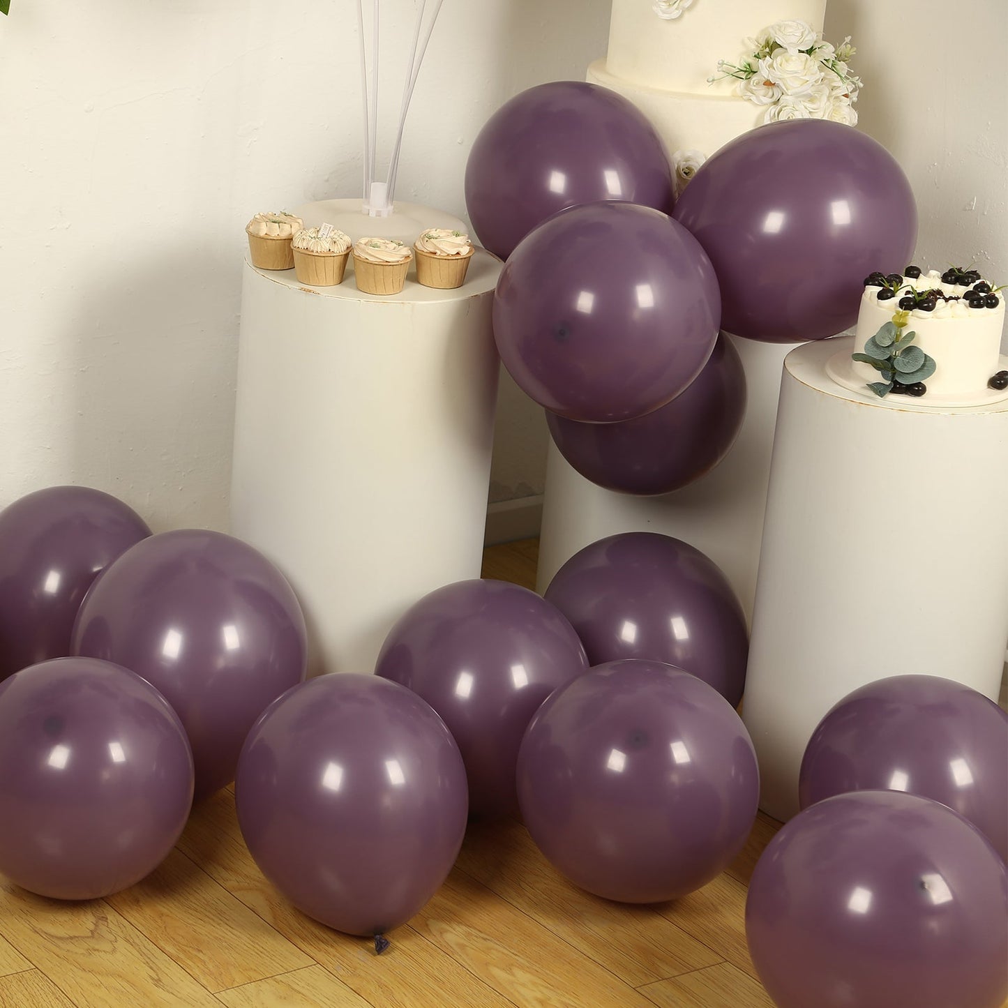 50 Pack Matte Pastel Violet Amethyst Biodegradable Balloons 12", Round Eco-friendly Thick Latex Party Balloons