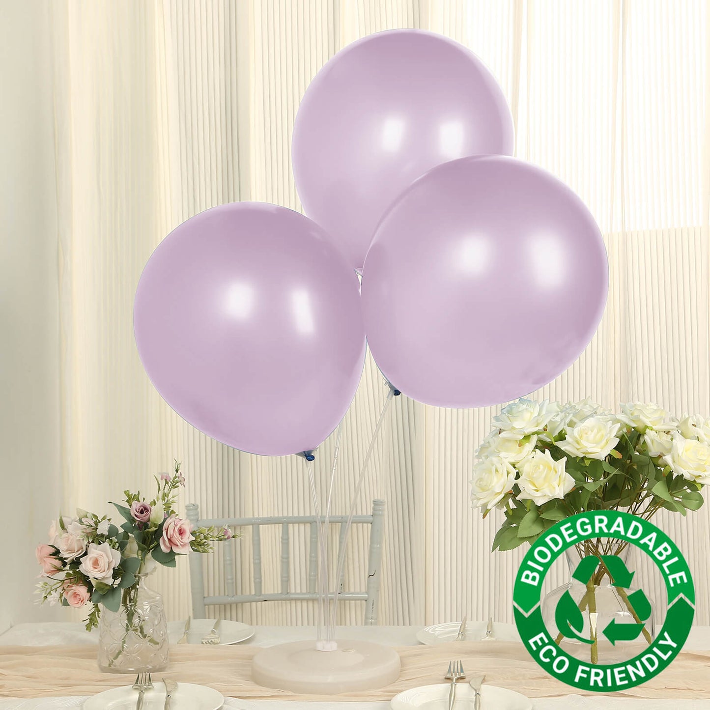 10 Pack Lavender Lilac Biodegradable Balloons, 18" Thickened Extra Strong Eco-friendly Latex Helium Party Balloons
