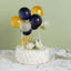 11 Pcs Balloon Cake Topper Clear, Gold and Navy Blue - Whimsical Clustered Mini Garland Cake Inserts DIY Party Decorations