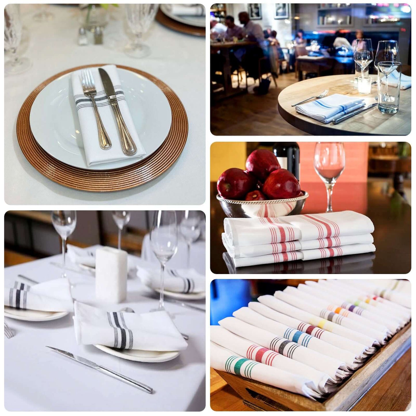 10 Pack Premium Spun Polyester 18"x22" Napkins Dusty Sage Green/White Bistro Style - Highly Absorbent Cotton-Like Feel Cloth Napkins