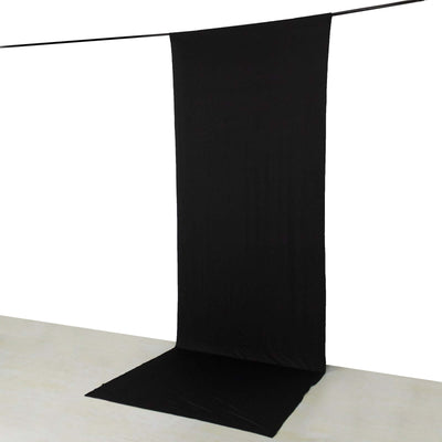 Black 4-Way Stretch Spandex Event Curtain Drapes Wrinkle Free Backdrop Event Panel with Rod Pockets - 5ftx14ft