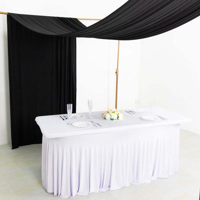 Black 4-Way Stretch Spandex Event Curtain Drapes Wrinkle Free Backdrop Event Panel with Rod Pockets - 5ftx18ft