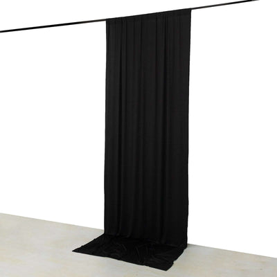 Black 4-Way Stretch Spandex Event Curtain Drapes Wrinkle Free Backdrop Event Panel with Rod Pockets - 5ftx12ft