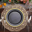 10-Pack Plastic 10" Round Dinner Plates in Black with Gold Rim - Disposable Party Plates for Classy Banquets & Special Occasions