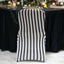 Spandex Chair Cover with Foot Pockets for Banquet Chairs Black/White Striped - Durable Stretch Fitted Slipcover for Weddings & Gatherings