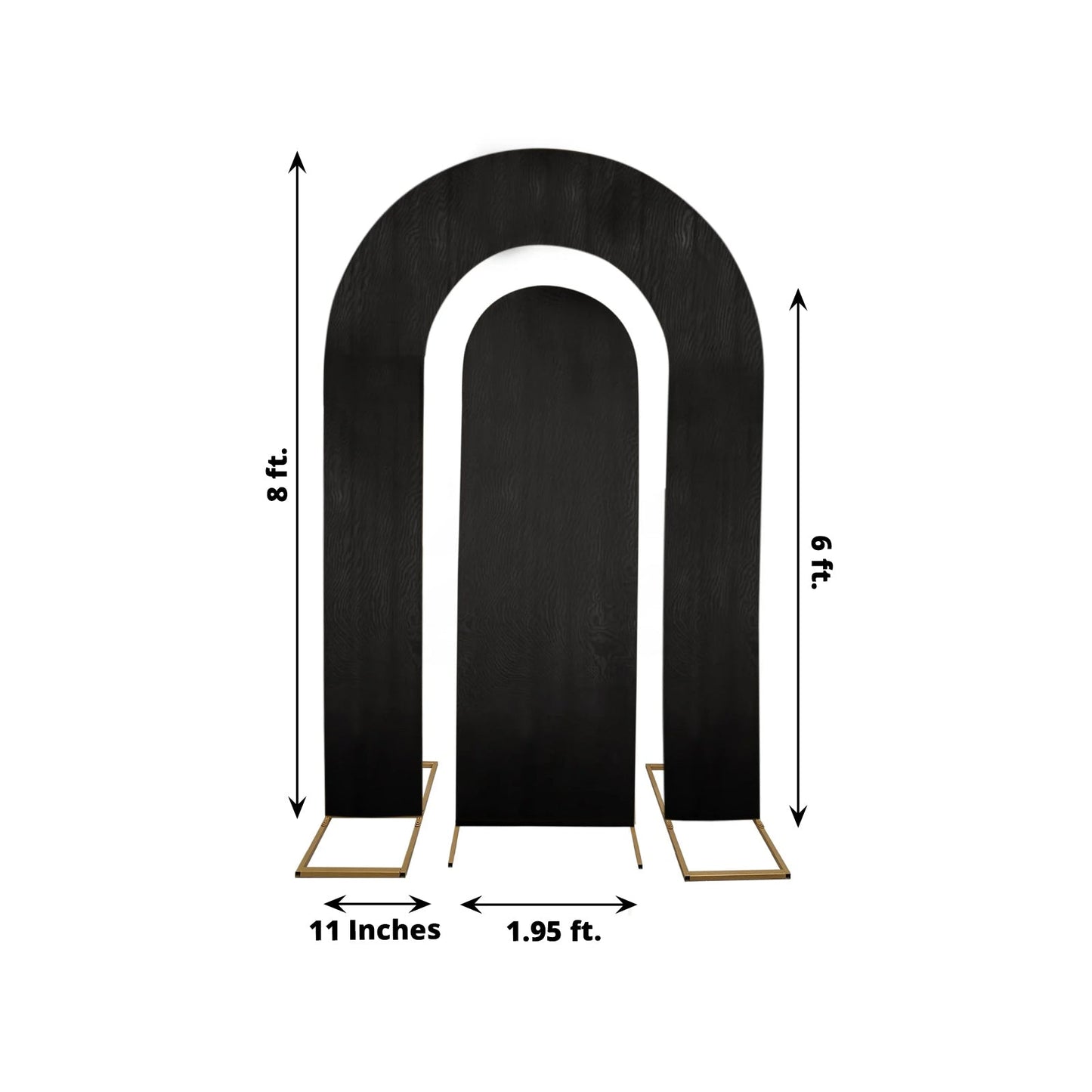 Set of 2 Black Spandex Fitted Wedding Arch Covers for Round Top and Double Arch Chiara Backdrop Stands - 6ft,8ft