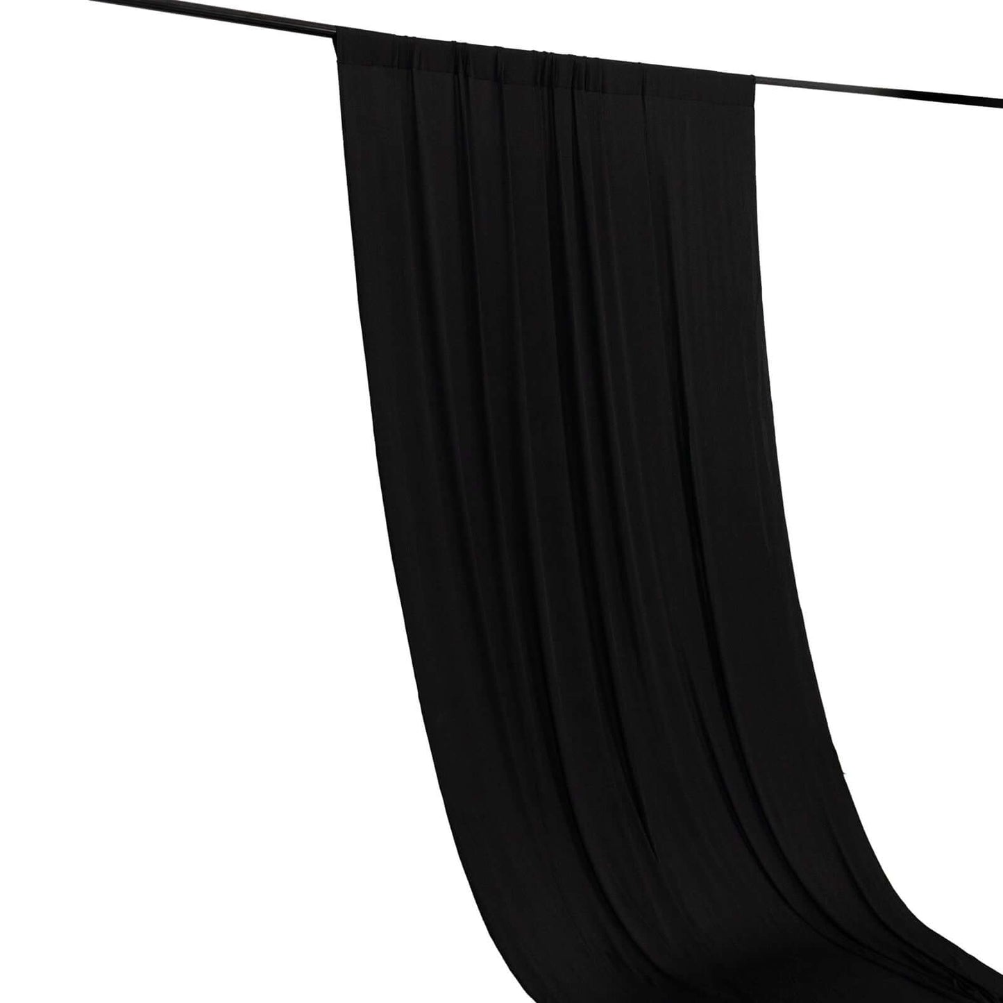 Black 4-Way Stretch Spandex Event Curtain Drapes, Wrinkle Free Backdrop Event Panel with Rod Pockets - 5ftx14ft