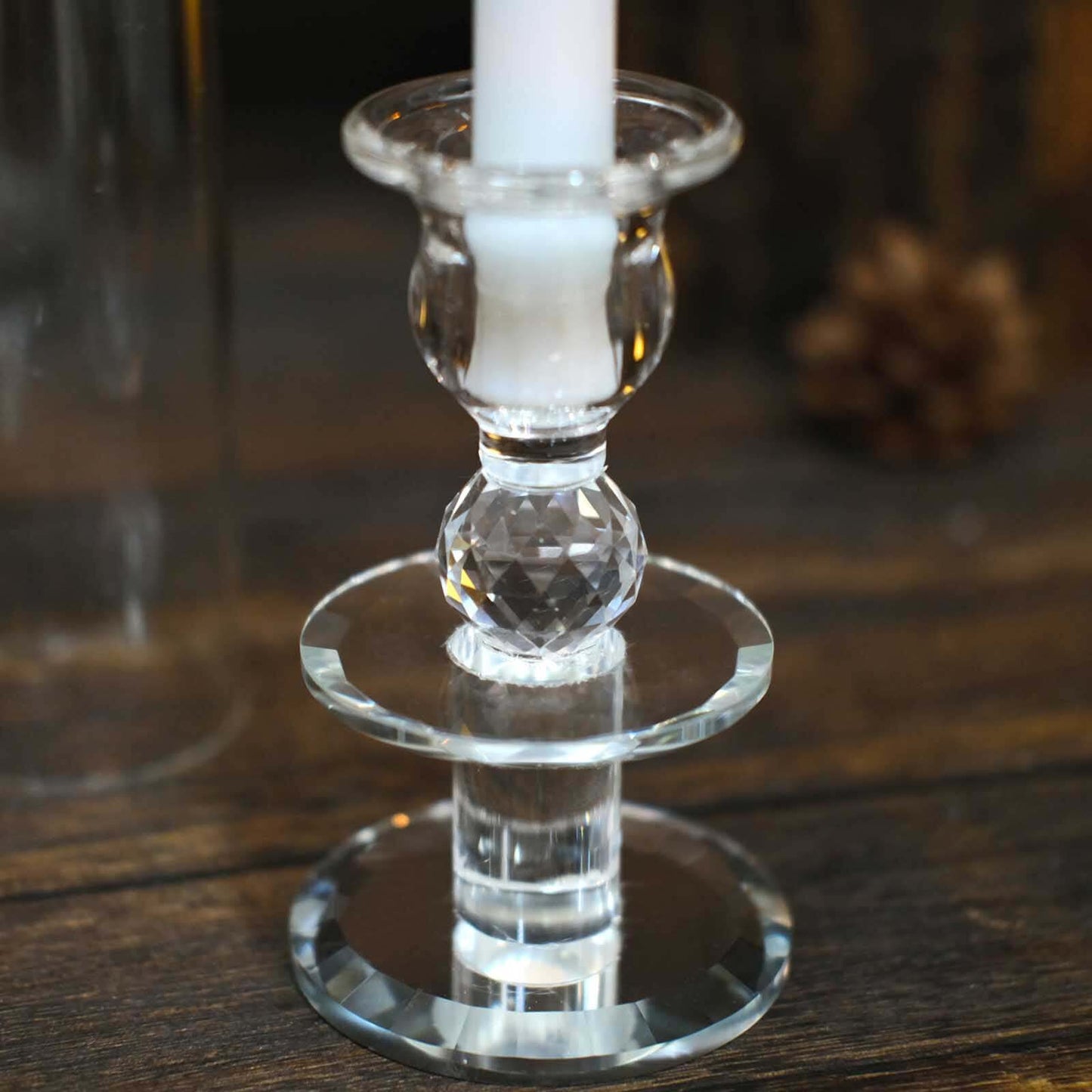 2-Pack Crystal Hurricane Taper Candle Holders, Tall Decorative Candle Stands Clear Cylinder Chimney Tubes 14"