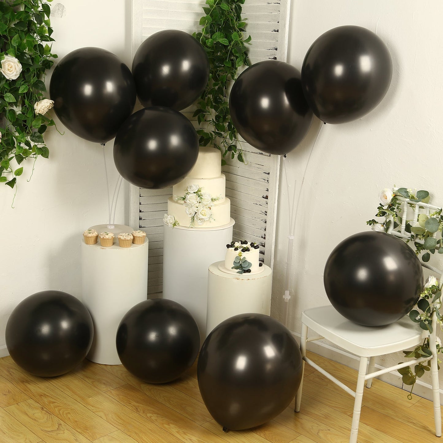 10 Pack Black Biodegradable Balloons, 18" Thickened Extra Strong Eco-friendly Latex Helium Party Balloons