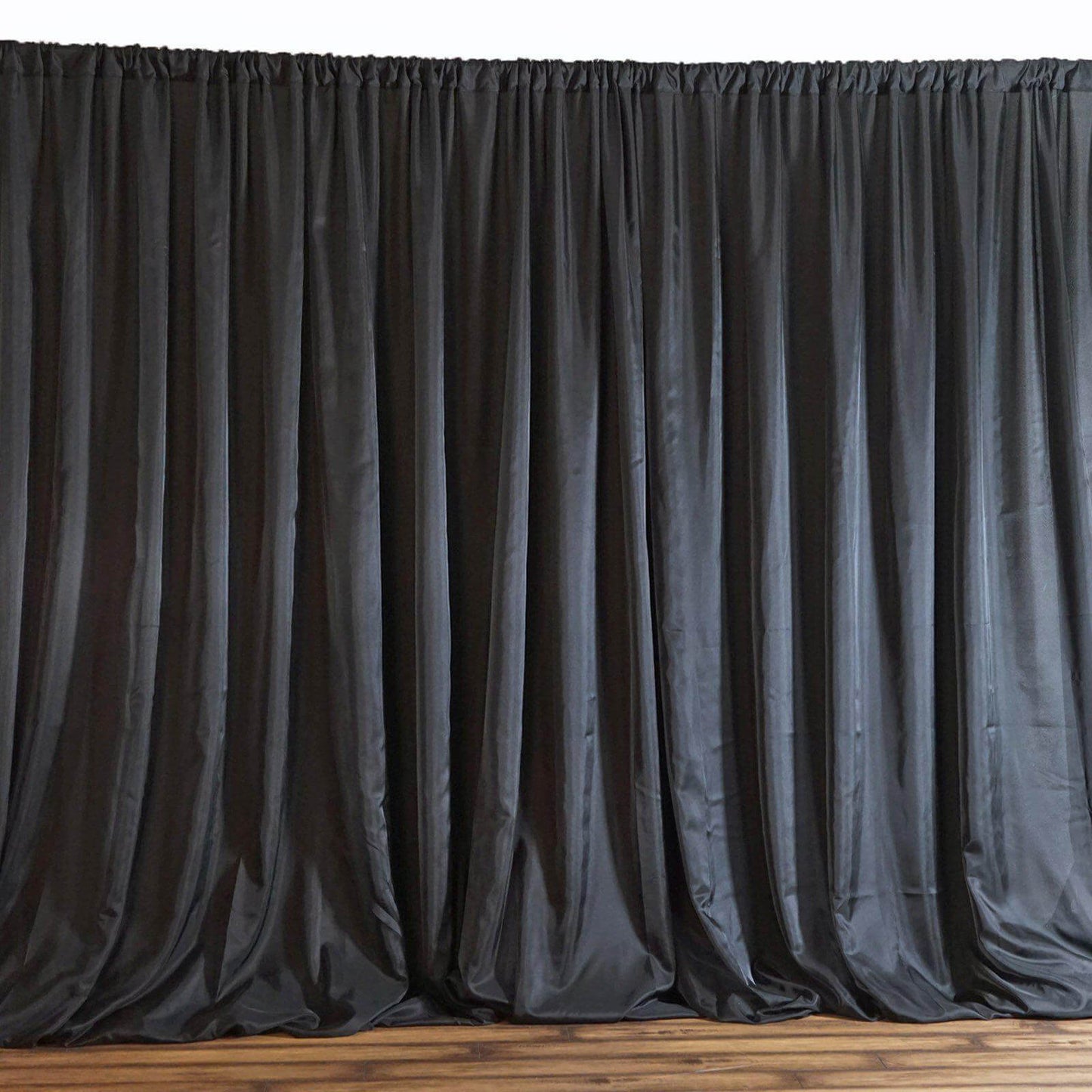 Black Chiffon Polyester Event Curtain Drapes, Dual Layer Divider Backdrop Event Panels with Rod Pockets - 20ftx10ft