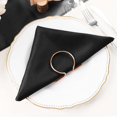 5 Pack Polyester 20"x20" Napkins Black - Wrinkle Resistant & Easy Care Cloth Napkins for Special Occasions