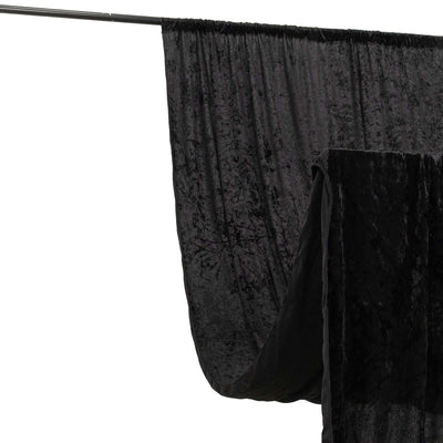 Black Crushed Velvet Backdrop Curtain â€“ 5ft x 12ft Event Drape with Rod Pocket Privacy Panel for Photo Booths &