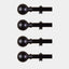42"-126" Adjustable Curtain Rod Sets, Black, Round Finials
