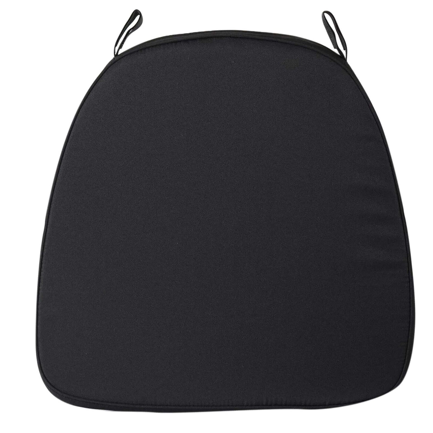 Chiavari Chair Cushion with 1.5" Thick Memory Foam and Ties Black - Stylish Removable Cover for Comfort