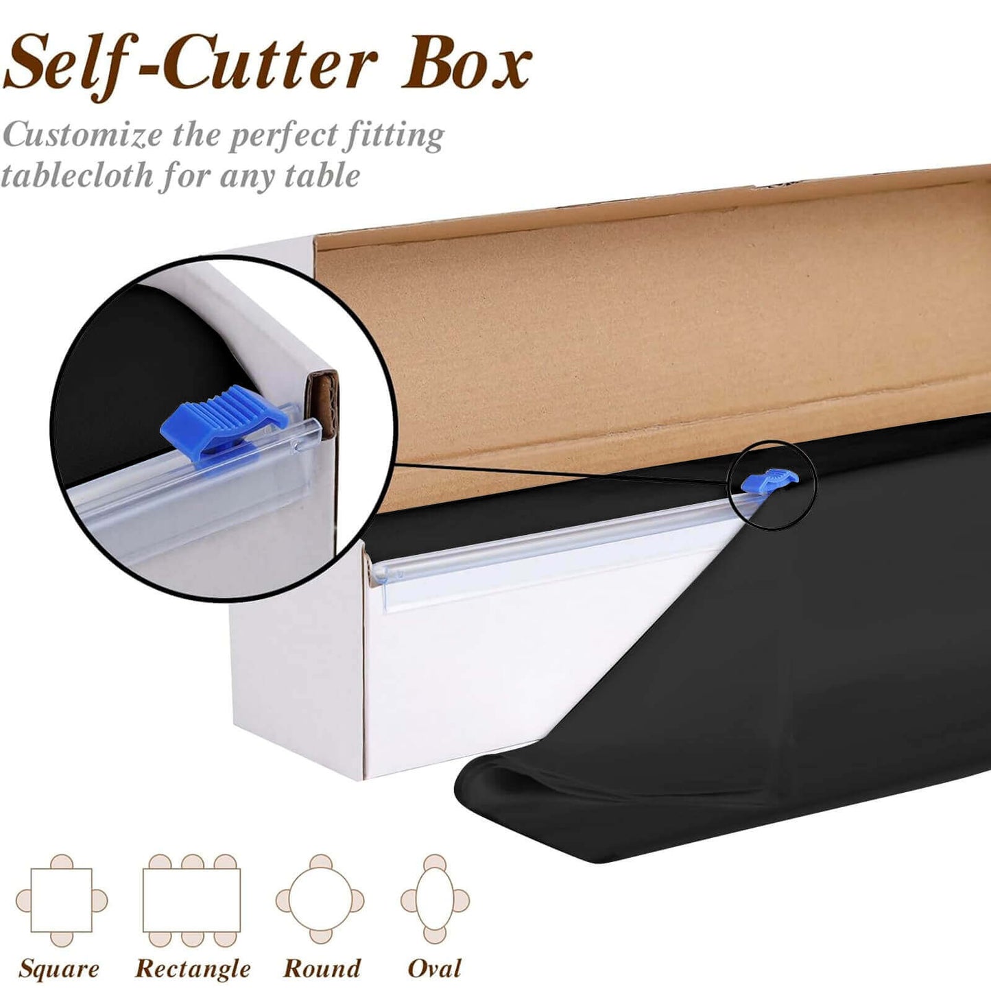 Plastic Table Cover Roll Black with Slide Cutter - Customizable Disposable Tablecloth Roll 54"x300ft