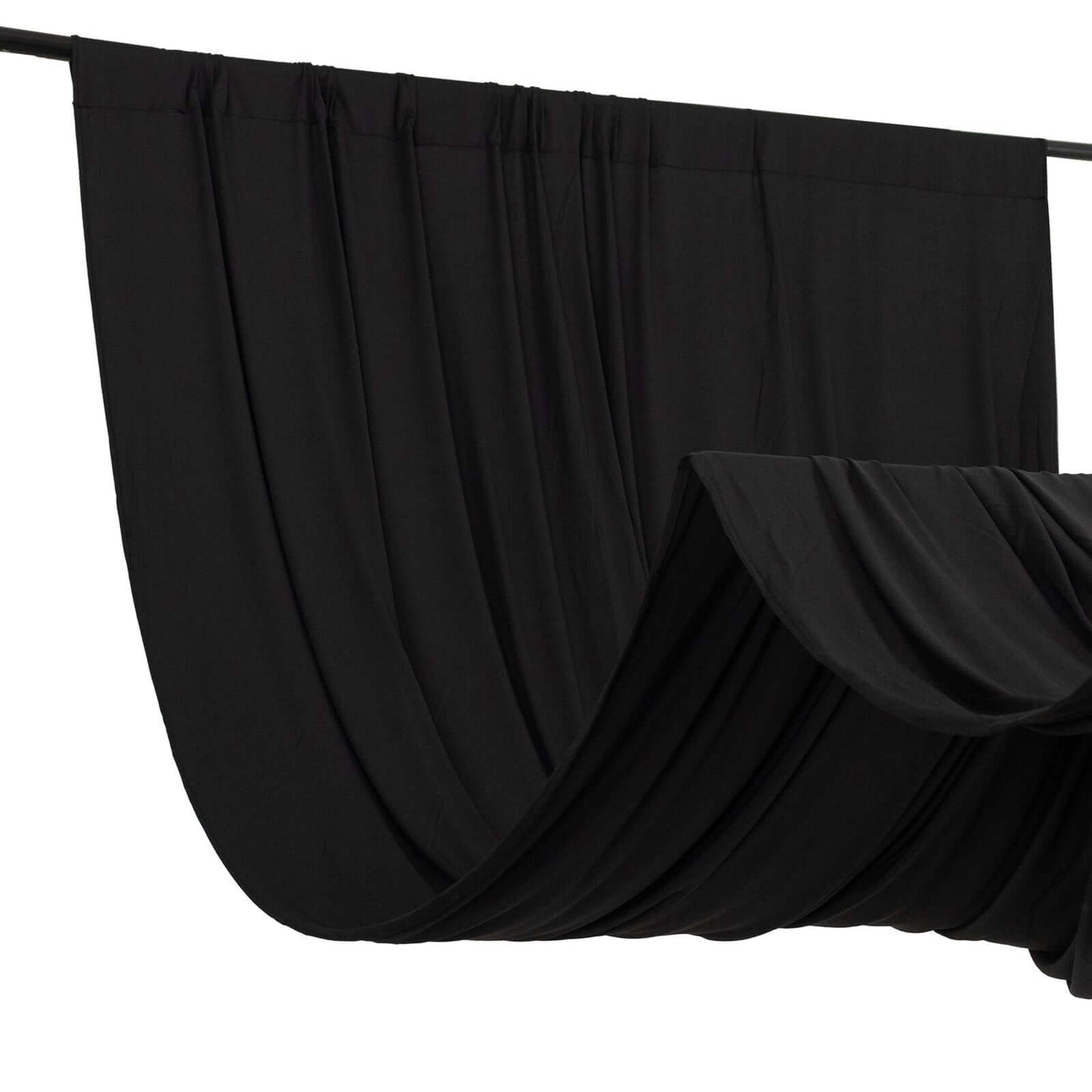 Black 4-Way Stretch Spandex Event Curtain Drapes, Wrinkle Free Backdrop Event Panel with Rod Pockets - 5ftx14ft