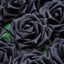 24 Roses 5" Black Artificial Foam Flowers With Stem Wire and Leaves