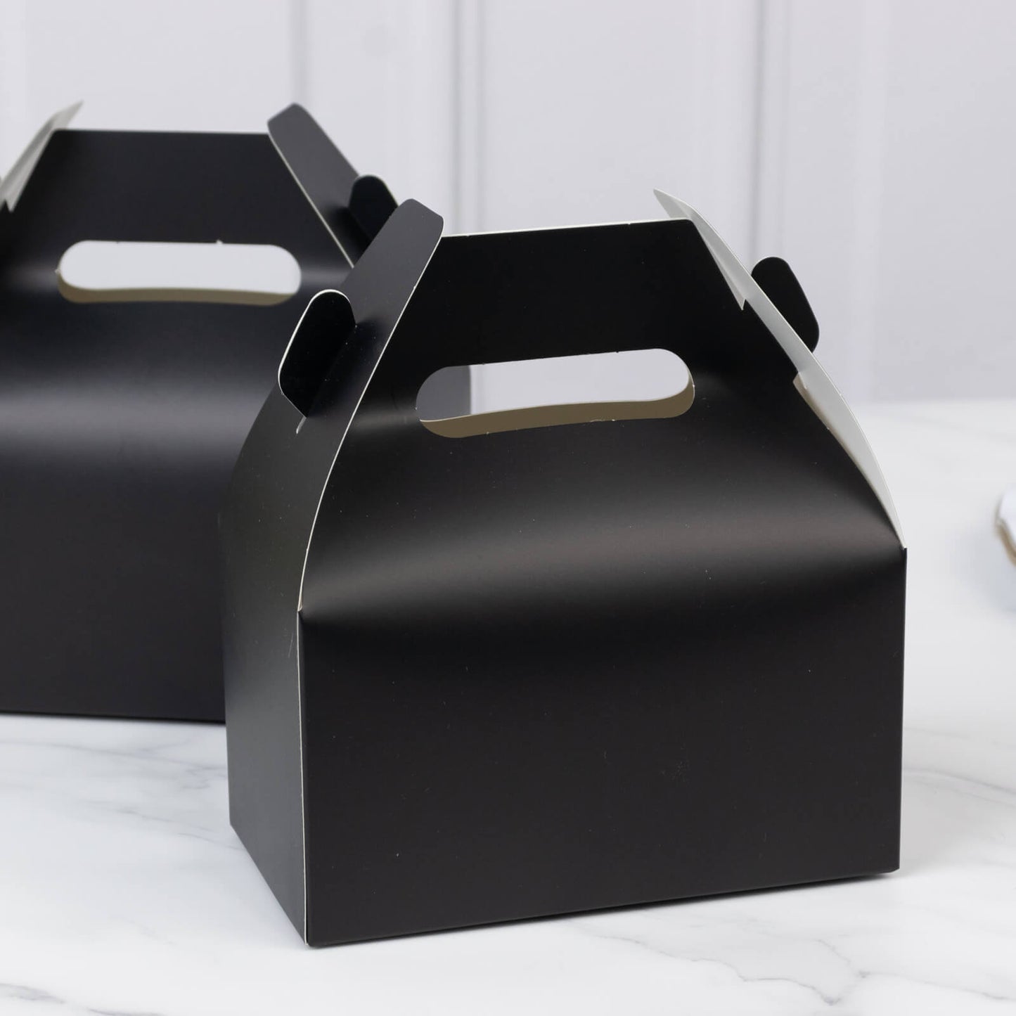 25 Pack Candy Gift Tote Gable Boxes, Matte Black Party Favor Treat Boxes - 6"x3.5"x7"