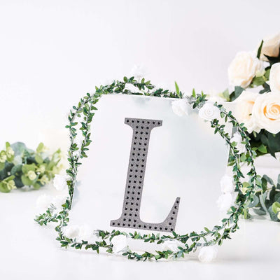 Decorative Rhinestone Alphabet "L" Letter Stickers, Glitter Adhesive Craft Letters Black DIY Sparkle Embellishments 8"