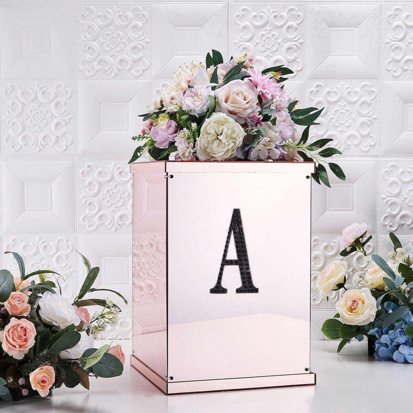 Decorative Rhinestone Alphabet "A" Letter Stickers, Glitter Adhesive Craft Letters Black DIY Sparkle Embellishments 6"